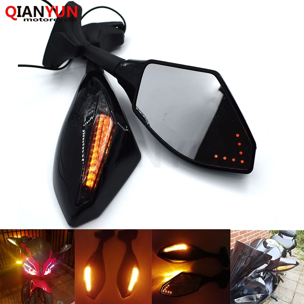 

Universal Motorcycle Rear View Side Wing Mirrors w/ LED Turn Signal Light for Yamaha FZ6 FAZER MT-07 FZ07 MT-09 SR FZ09 XJ6
