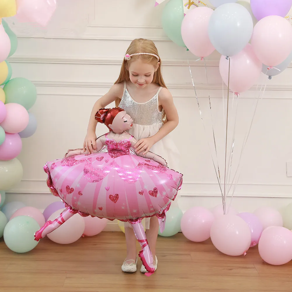 

1pc 110*80cm Ballerina Ballet Dancer Girls Foil Helium Balloons Girl's Happy Birthday Party Decorations Supplies baby shower