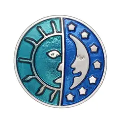 Новый Красота Голубой Sun & Moon звезды из металла 18 мм кнопки fit 18 мм кнопки ювелирные изделия оптом KZ1012