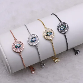 

Wholesale Jewelry bracelet Micro pave eyes charms bracelet Mix color metal chain bracelet fashion jewelry gift for lady 3569