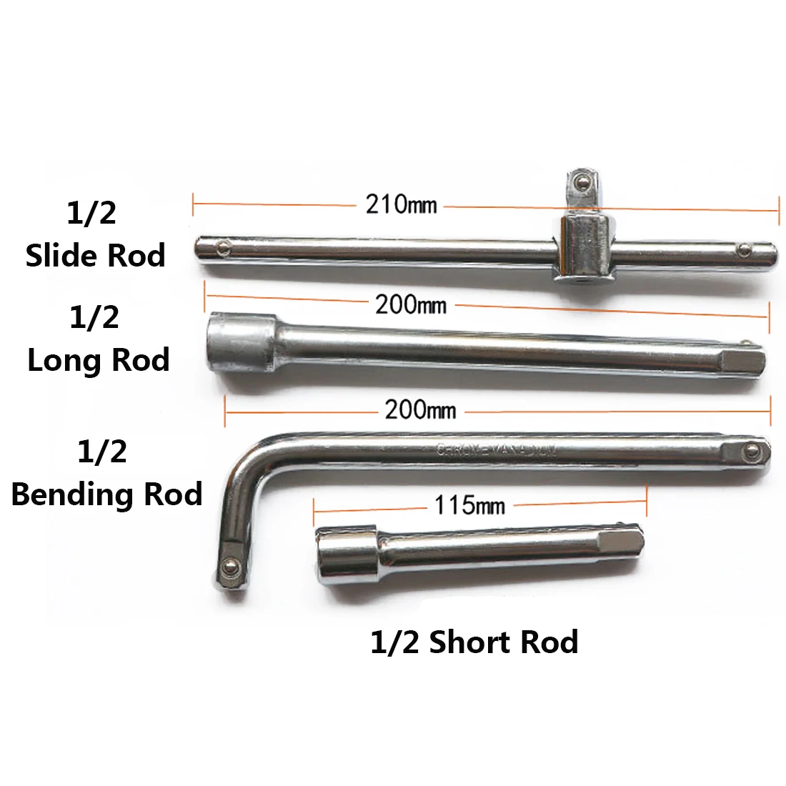 

Hand Tool 1/2" 115-210mm Extension Socket Drive Extension Bar Socket Spark Plug Removing Drive Tool 45 # Steel