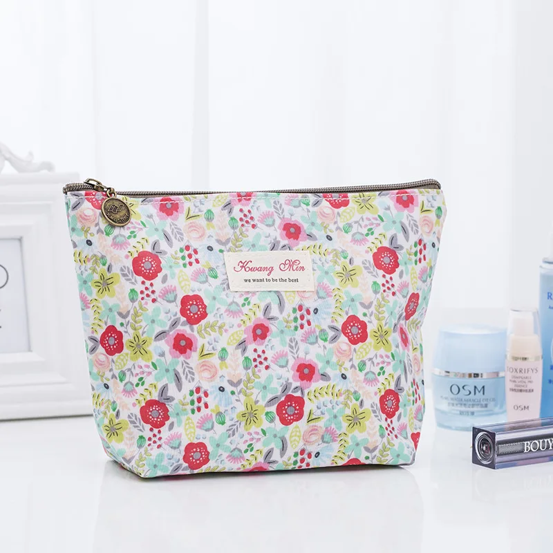 

2019 Women Toiletry Cosmetic Bag Cotton Make Up Wash Bag Flower Decoration Stuff Organizer Clutch Pouch Travel Cosmetic Cases