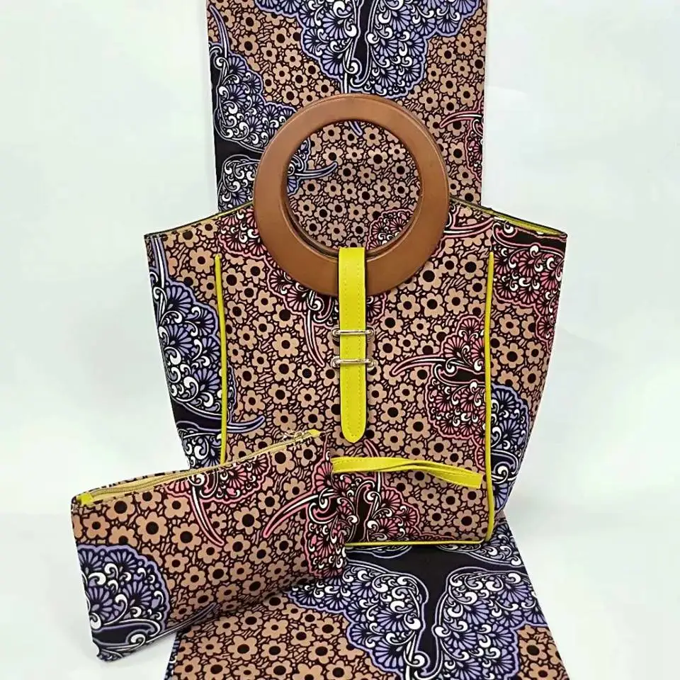 

3pc African Tote Bag Set ,Ankara Clutch Set, African Print Bag And Matching Ethnic Wax Block Prints Fabric YBGB-25