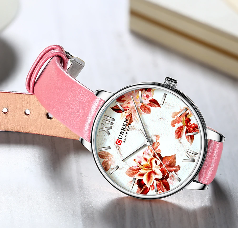 Curren Модные женские повседневные кварцевые элегантные женские роскошные часы с кожаным браслетом наручные часы relogio feminino подарок