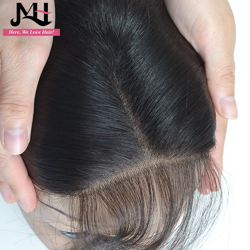 JVH закрытие шнурка человеческих волос бразильские прямые волосы 4x4 часть Волосы remy 150% Плотность