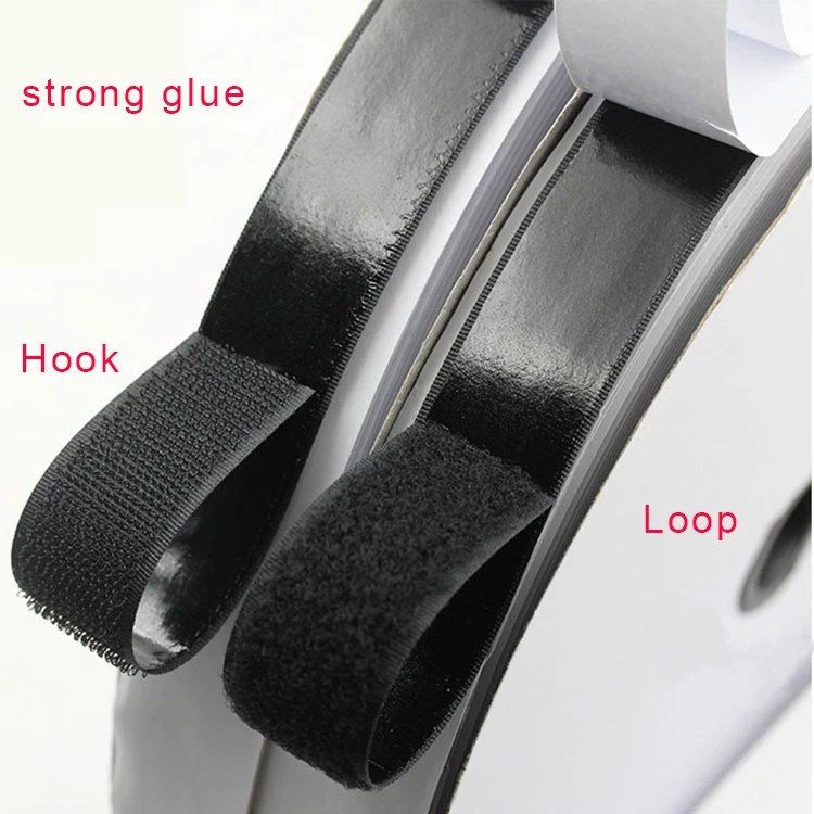 

16/20/25mm*4m Black White Black/White Magic Tape Hook Loop Self Adhesive Fastener Tape Strip Tape Klittenband with Strong Glue