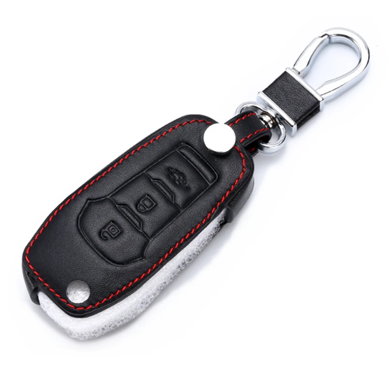 1 шт. чехол для ключей автомобиля кожаный чехол для ключей 3 кнопки держатель цепи для Ford F-150 250 350 Ranger Explorer KA Fiesta Mondeo Eco Sport