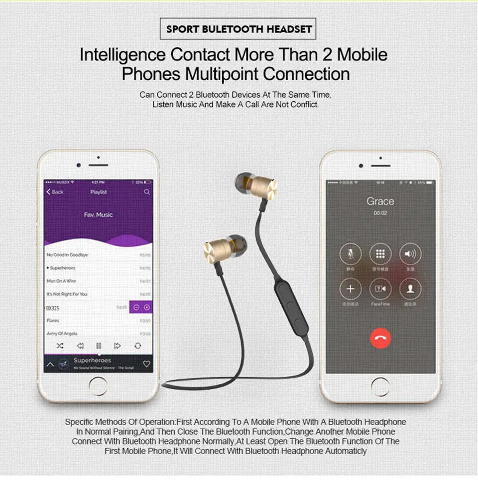 Earphones Bluetooth Earphone Wireless Headset Wireless Bluetooth Earphone With Microphone Portable Metal Magnetic For Sport (22)