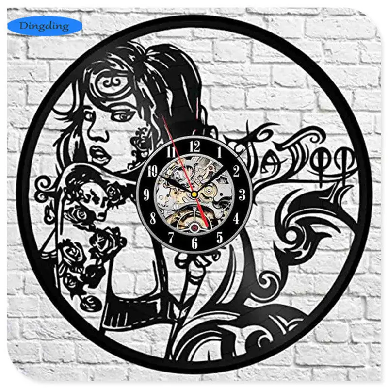 Tattoo Salon Vinyl Wall Clock Made Of Vinyl Record Fan Art Handmade Best Gift