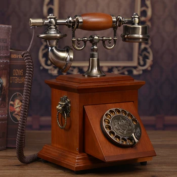 

Classic Solid wood Antique telephone vintage old fashioned Rotate the number plate phone