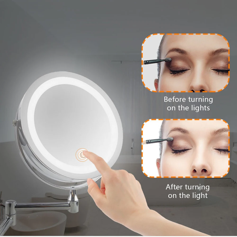  2019 LED Double Sided Makeup Vanity Mirror Wall Mount 10x Magnification Swivel Extension Mirror - 33003380655