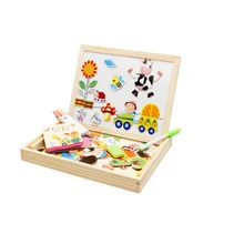 Montessori Wooden magnetic double-sided children's drawing Toys board happy farm spelling animal puzzle Wooden educational toys Montessori Wooden magnetic double-sided children's drawing Toys board happy farm spelling animal puzzle Wooden educational toys