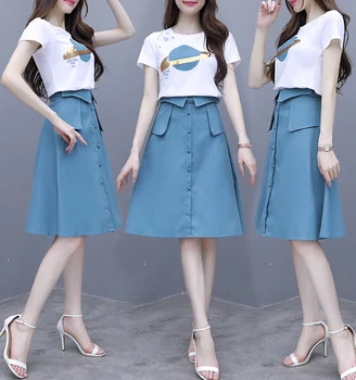 

Spring And Autumn 2 Piece Set Women Casual Ensemble Femme Deux Pieces Skirt Set Year-old Female Costume Conjunto Feminino