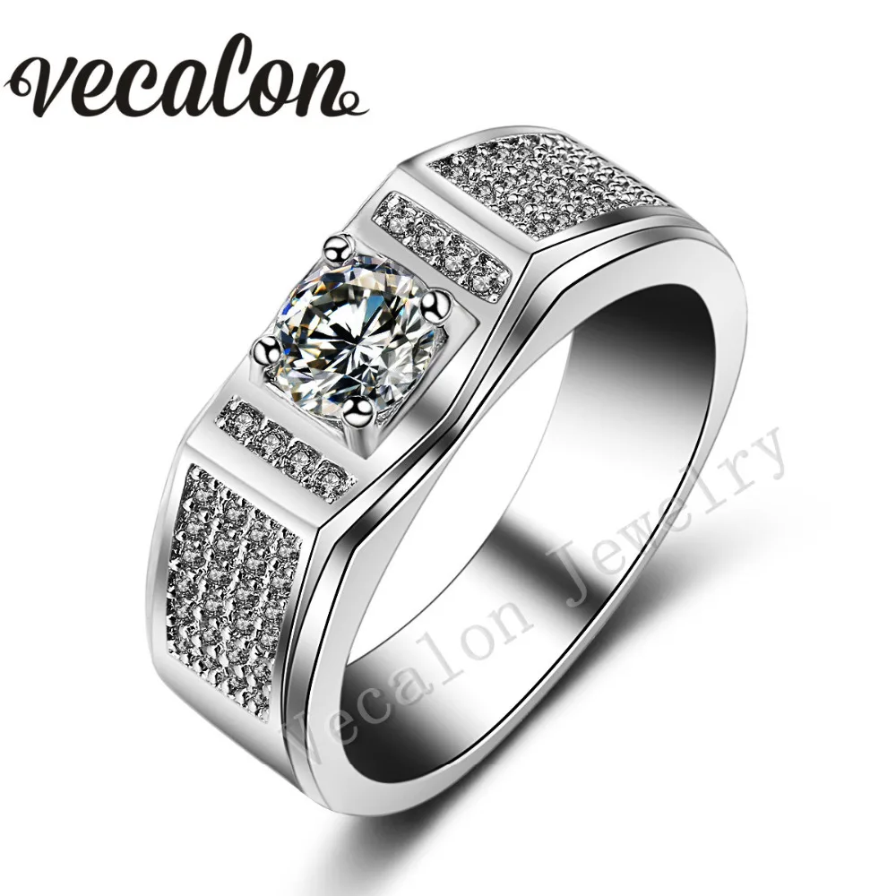 vecalon 2016 trendy male engagement band ring stone 5a zircon 10kt white gold filled party wedding ring for men sz 7 13 - Cheap Men Wedding Rings vecalon 2016 trendy male engagement band ring stone 5a zircon 10kt white gold filled party wedding ring for men sz 7 13 - Cheap Men Wedding Rings