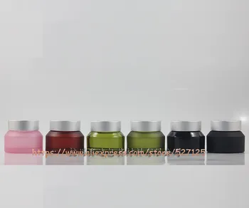 

50g Many colors glass jar with aluminum lid,eye cream/mask cream/facial cream/mini/sample container