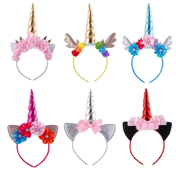 

Magical Unicorn Horn Floral Head Band Baby Girl Flower Animal Hairbands 2017 New Hot Sale Bebes Party Headband Fancy Dress Gifts