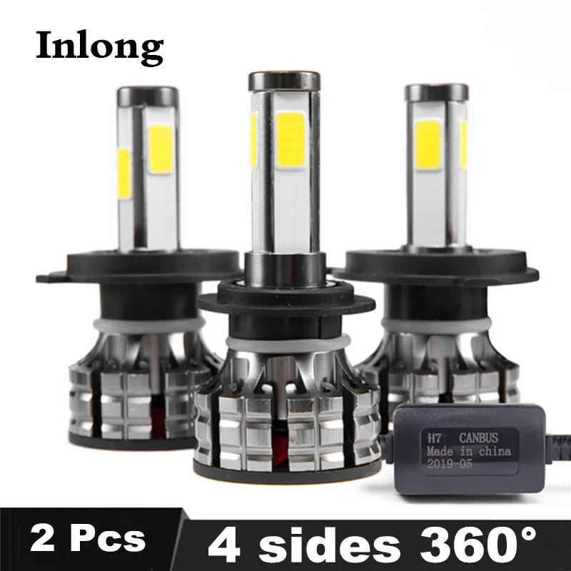 

Inlong 4 Sides 360 Degree H7 led Headlight No Error H4 Led Canbus Car Headlamp Bulb H11 9005 9006 80W 14000LM Auto Fog Light 12V