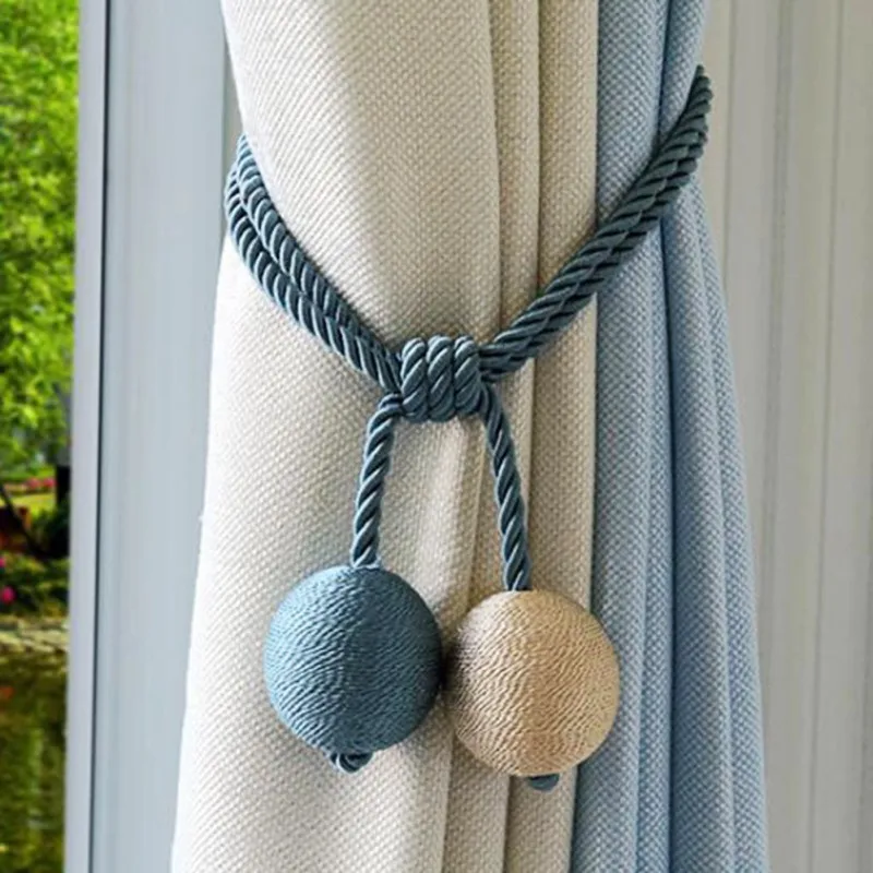 

Eco-friendly 100% Cotton Hand Made Curtain Straps Simple Curtains Hanging Ball For Curtains Hook Curtain Accessories Tied Rope