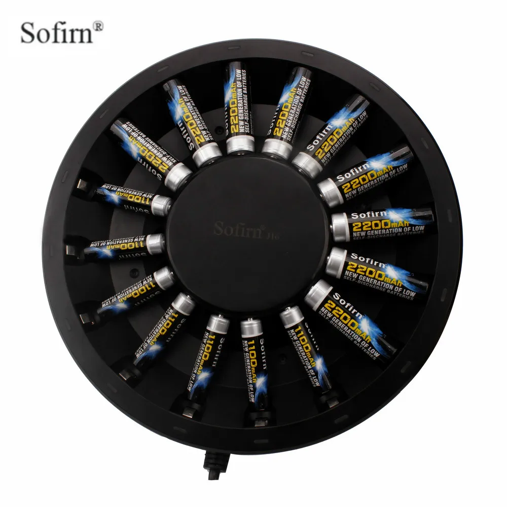 Sofirn 16 слотов AAA AA зарядное устройство s светодиодный светильник Смарт зарядное устройство Ni-MH зарядное устройство s США ЕС вилка быстрое зарядное устройство без батареи