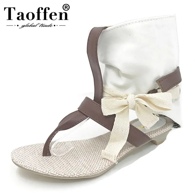 Женские сандалии на плоской подошве TAOFFEN модные летние размер 34 43|ladies flat sandals|flat