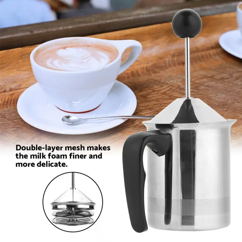 400ml/600ml Manual Milk Frother Built in Spring Creamer DIY Milk Foam