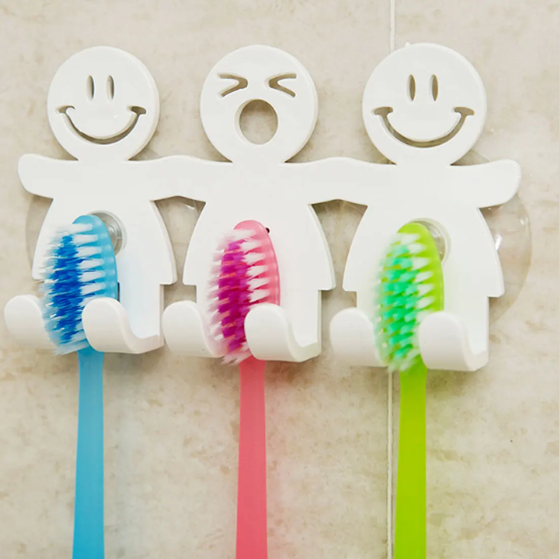 

Bathroom Sets Cute Cartoon Sucker Toothbrush Holder / Suction Hooks 5 Position Tooth Brush Holder