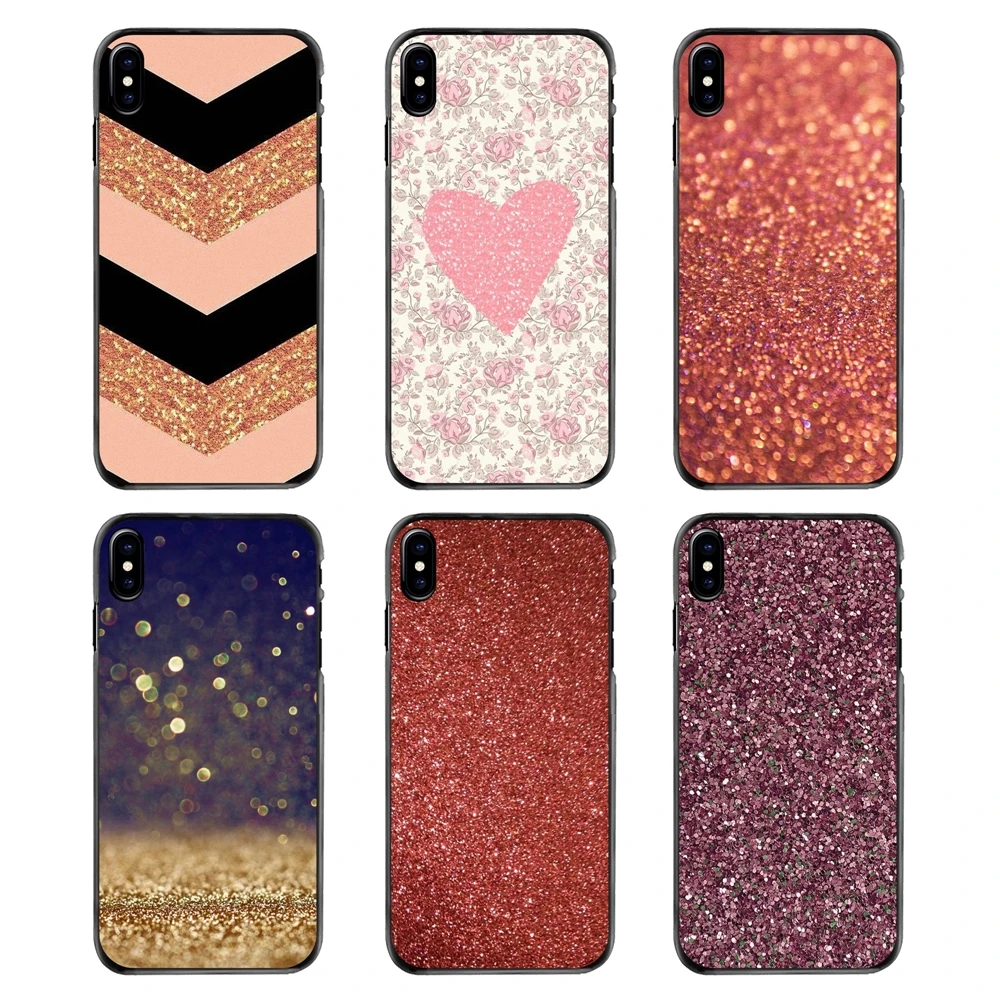 For iPhone 4 4S 5 5S 5C SE 6 6S 7 8 Plus X XR XS Max iPod Touch Rose gold glitter sparkles Pastel Art Print Phone Bag Case |