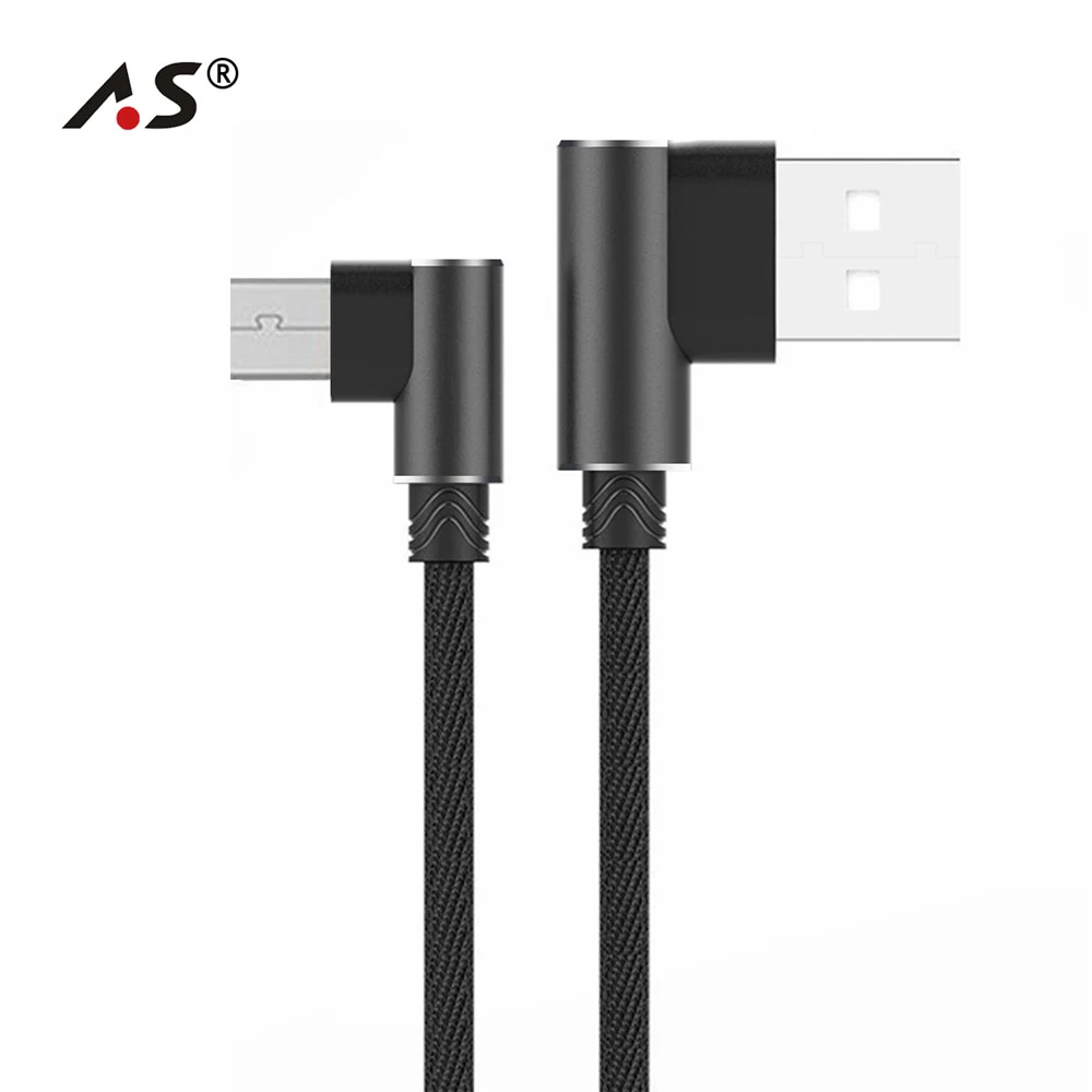 A.S Micro USB Cable Fast Charger USB C Cord 90 degree Nylon Braided
