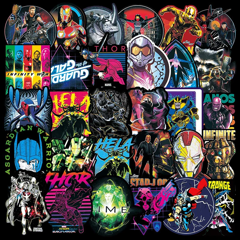 50/100 Pcs Marvele Avengers Stickers for Laptop Car Fridge Suitcase Guitar Motorcycle Bicycle Decal Superhero Anime Sticker Pack