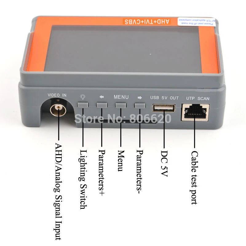 Portable AHD+TVI+CVBS 1080P CCTV Camera Tester & CCD Camera Detector Support 720P960P1080P Video & Audio Testing_8