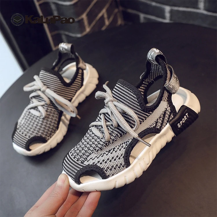 Mesh Casual Shoes Kids Girl Breathable 2019 New Summer Spring Knitted Fly weaving Flats Shoes Lace Up Hollow Kids Sport Sandals