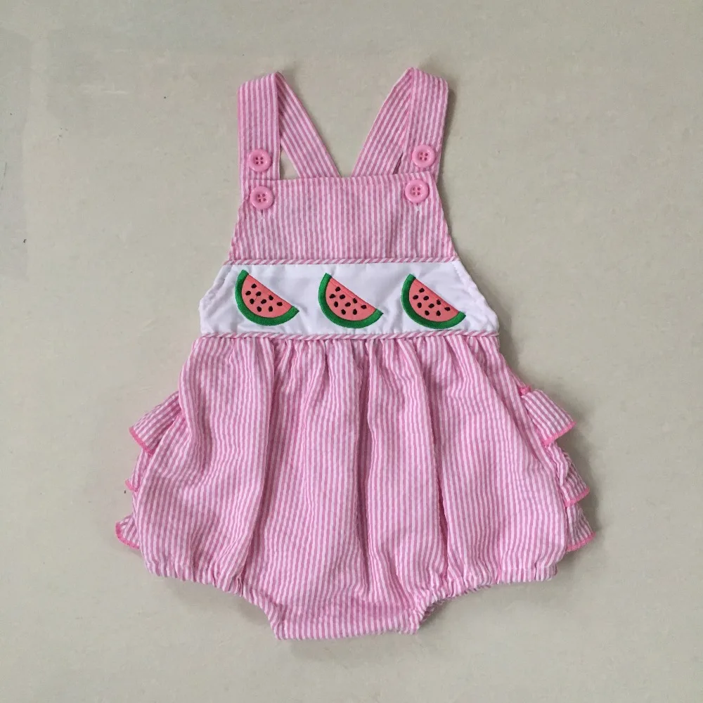 

Puresun Summer Infant Baby Boutique Romper Watermelon pattern Baby Girls Clothes Ruffle Romper Girl Pink Gingham Bubble