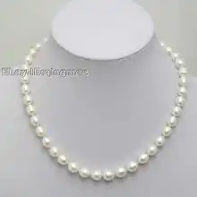 Распродажа, маленькие 5-6 мм в форме риса, белый натуральный пресноводный жемчуг, 17 дюймов, ожерелье-nec5024, опт/розница