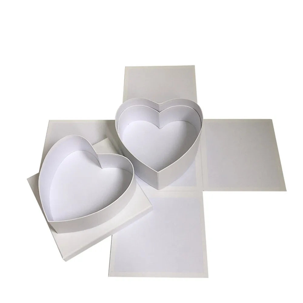 Дизайн квадратная коробка внутри есть два пола в форме сердца цветочные коробки, Свадьба/День рождения Подарочная коробка, купить 2 шт скидка 10 - Цвет: white