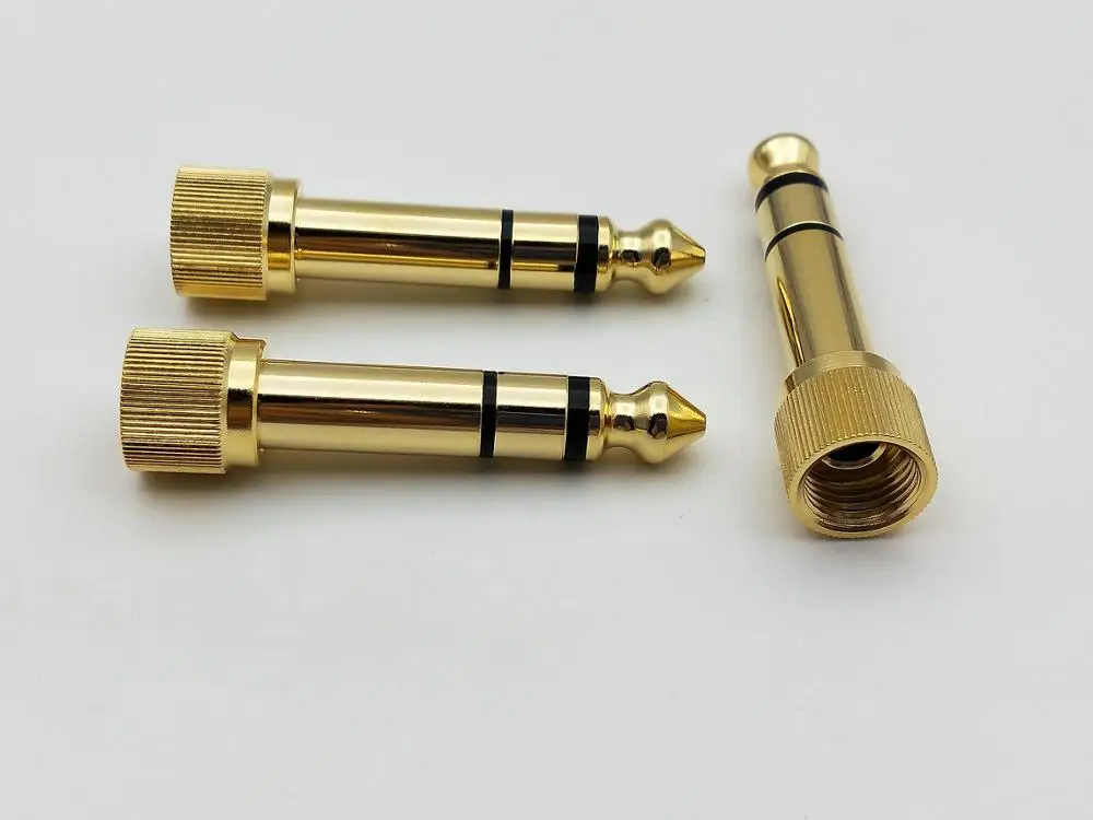 50pcs Adapter Gold 1 4 6 35mm to 3 5mm plug Stereo Audio Headphone screw