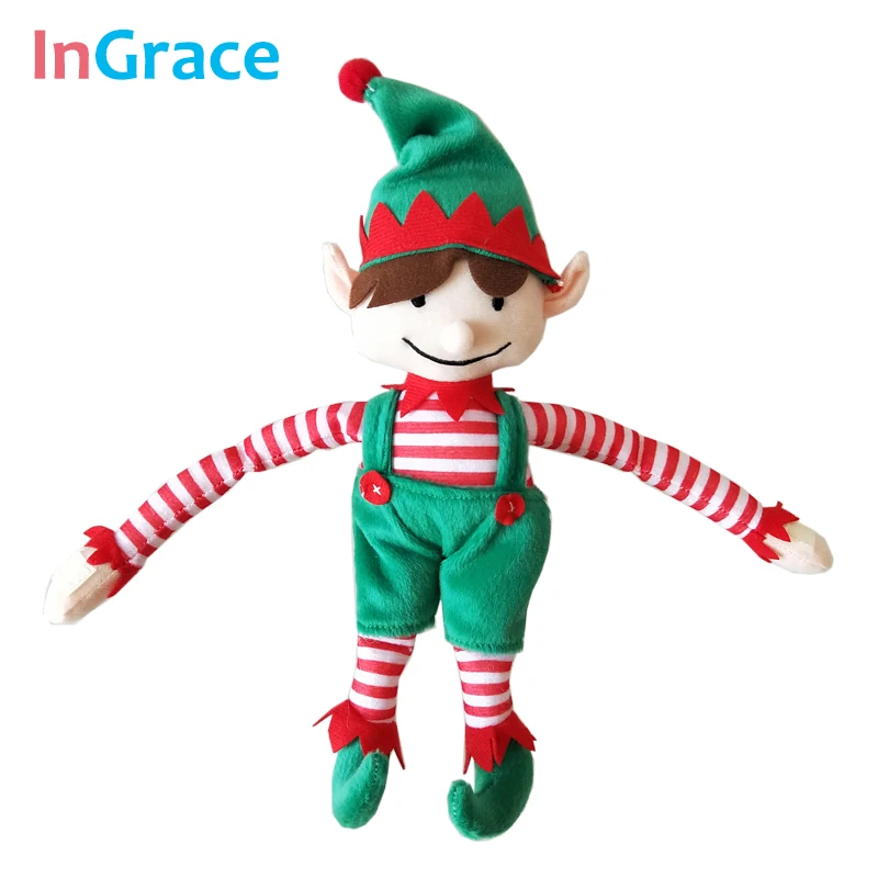 

InGrace holiday decoration elf Christmas doll ELF Xmas gift toy for children high quality stuffed doll 28CM height soft green