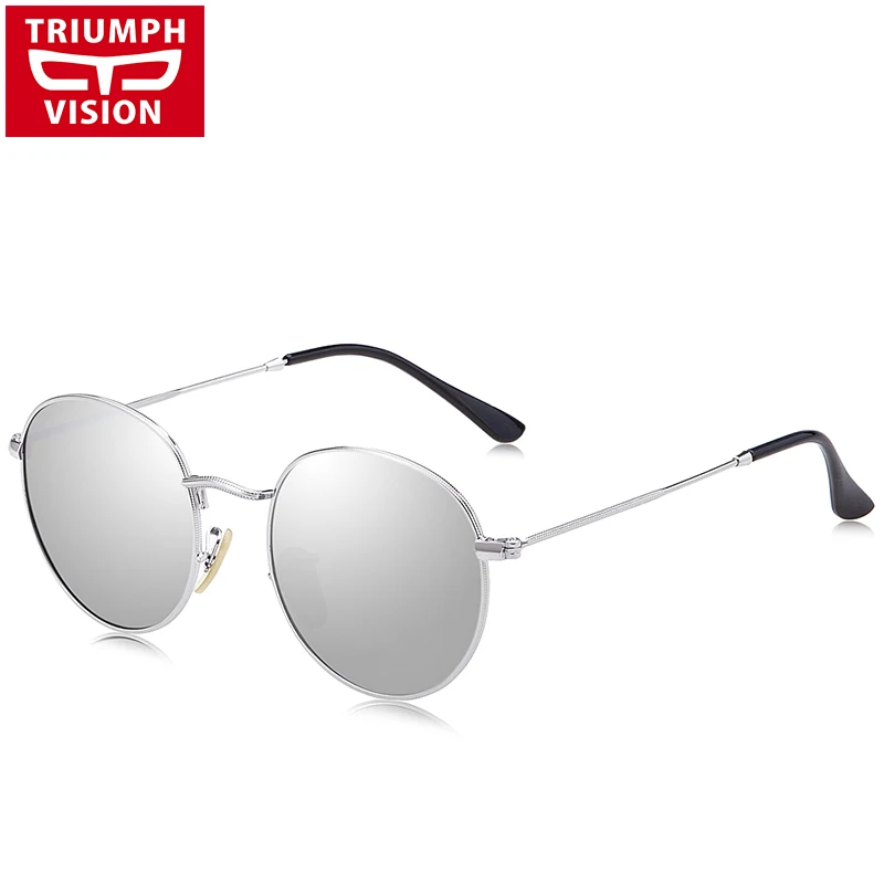 TRIUMPH VISION, винтажные круглые солнцезащитные очки, женские, поляризационные, серебристые, зеркальные, солнцезащитные очки для женщин, ретро бренд, Oculos Shades, женские, Новинка - Цвет линз: 011