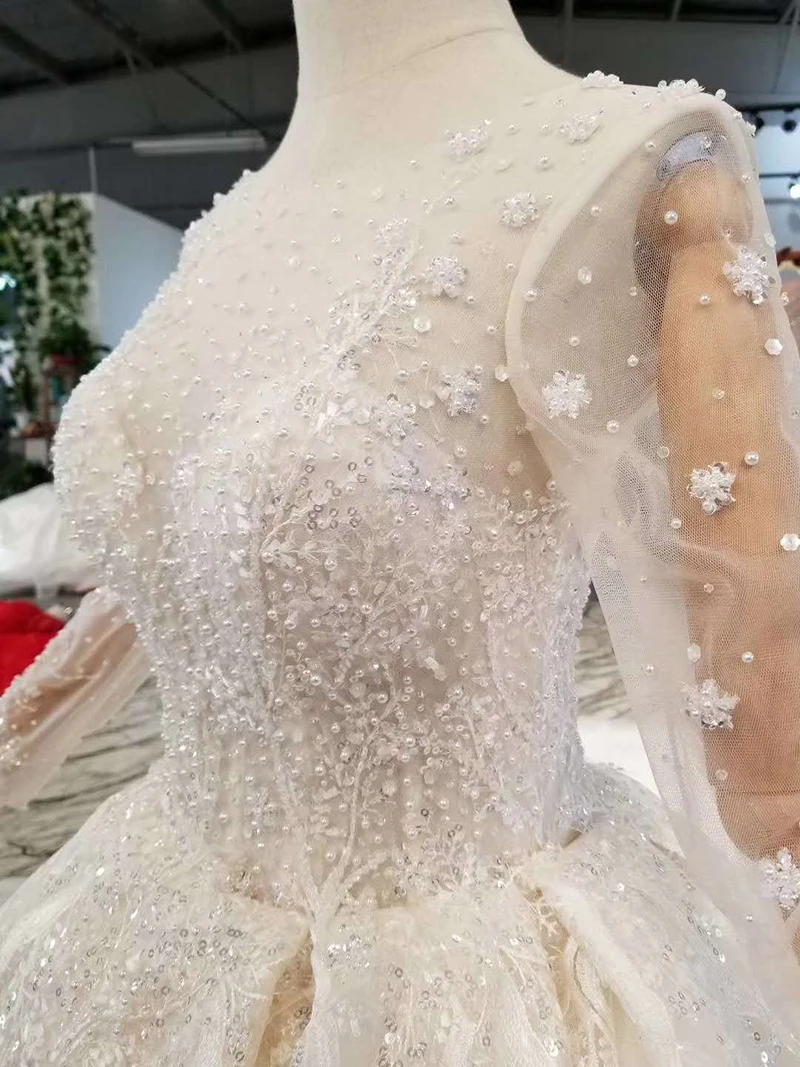 Прозрачное свадебное платье LSS156 иллюзионное красивое с круглым вырезом и
