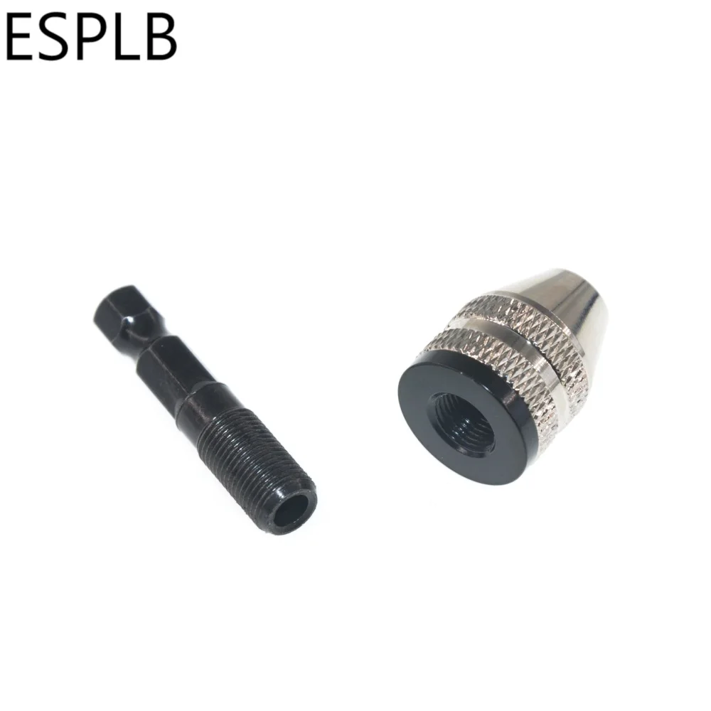 ESPLB Aluminum Alloy 0.3-3.6mm Mini Keyless Drill Bit Chuck Screwdriver Adapter 1/4" Hex Shank Milling Cutters with Quick-change