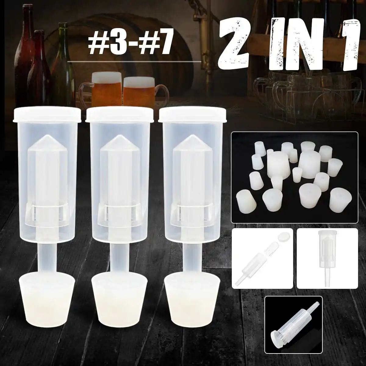 

#3-#7 Wine Stopper Beer Fermentor With Lock Bubbler with Universal Carboy Stopper for Wine Fermentation Stoppers Covers