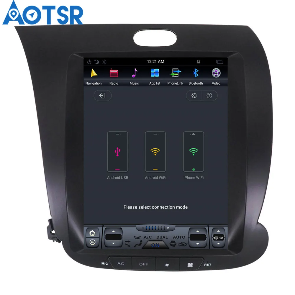 

Aotsr Android 7.1 Tesla style Car No DVD Player GPS Navigation For KIA CERATO K3 FORTE 2013-2016 Headunit Car Radio Record wifi