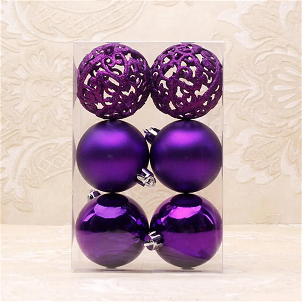 2019 6 cm árbol de Navidad decorativo bola adornos colgante 6 unids/pack plata ahueca hacia fuera Navidad bola decoración adornos para Navidad A casa