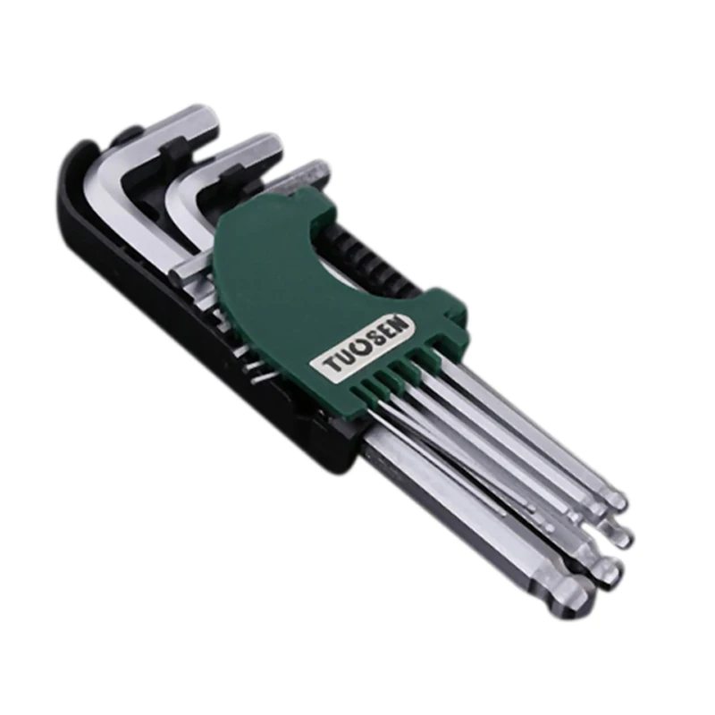 

Tuosen 9Pcs Cr-V Steel L-Shape Hex Hex Key Repair Tools Powerful Type Hex Wrench Set Ball Head Niversal Key Hexagon