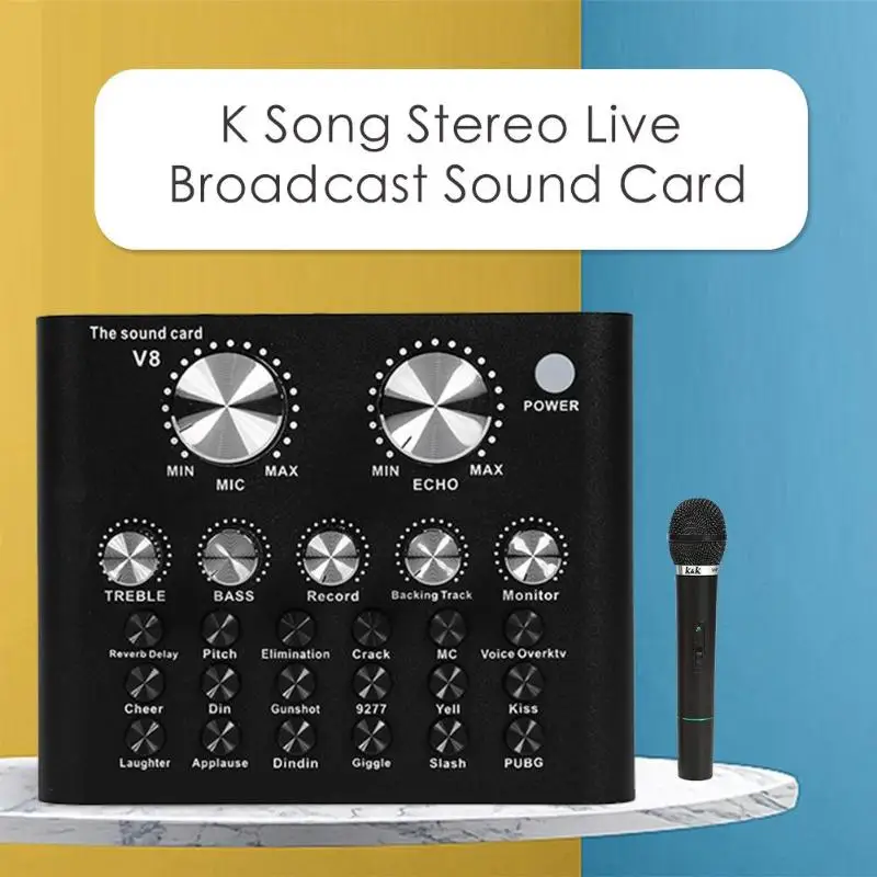 

V8 External Sound Card Bluetooth 4.2 Headset Microphone Webcast Personal Entertainment Streamer Live Broadcast for PC Phone