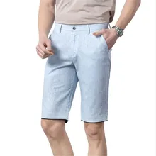 Новые летние повседневные льняные шорты бизнес мода тонкие дышащие тонкие шорты брендовая одежда плюс размер 38 40 мужская повседневная одежда