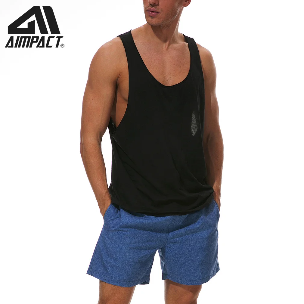 Aimpact мужские пляжные шорты синего цвета, быстросохнущие летние пляжные шорты для плавания, модные пляжные шорты с сетчатой подкладкой для серфинга на Гавайях, AM2203