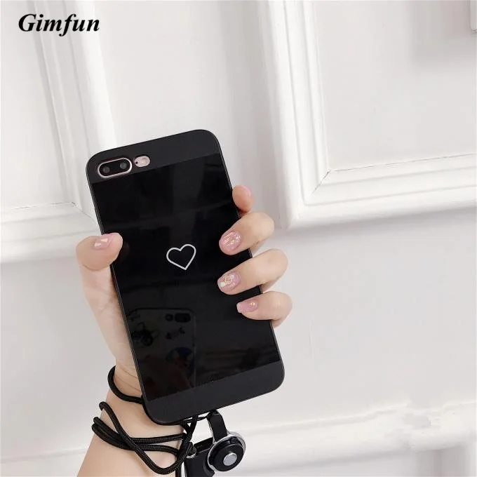 Милый зеркальный чехол Gimfun с сердечком для IPhone 7 7plus 6s 6 plus мягкий из ТПУ X гладкой