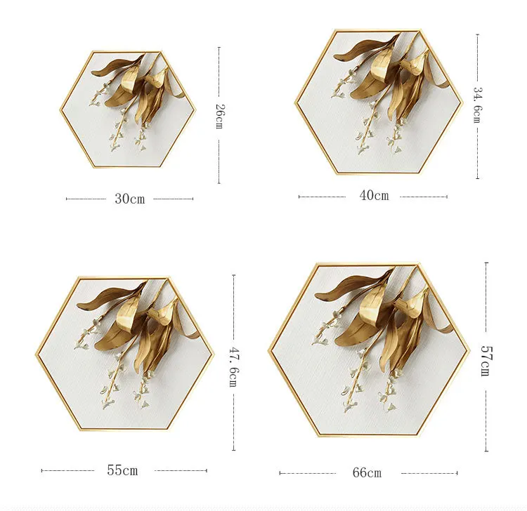 Скандинавском стиле, украшение для входа, живопись, шестиугольные картины, гостиная, диван, настенная живопись, цвет жизни, золотой, растительный, фреска