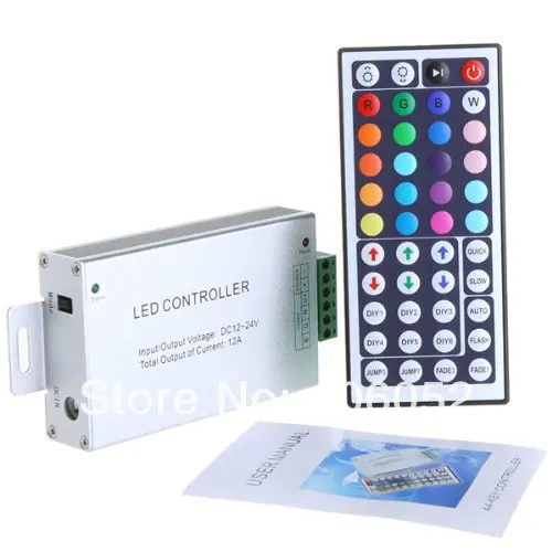 100 шт./лот алюминиевый корпус 44 клавиши ИК светодиодный контроллер rgb 12 в-24 в для