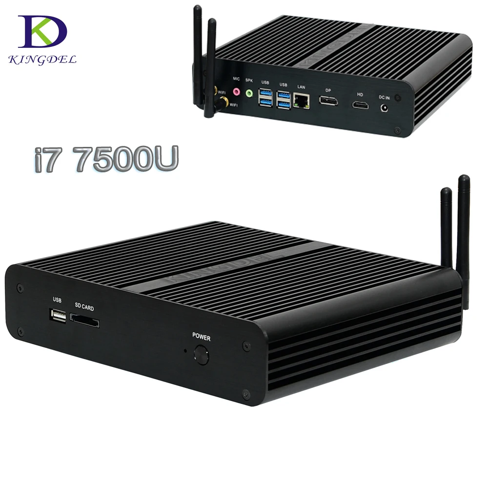 

Barebone Mini PC Intel Core i7 7500U 7th Gen Kaby Lake Mini Desktop computer HDMI+DP+SD 4K HTPC Fanless Nuc mini computer